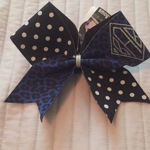 Black and blue “BAB” bow
